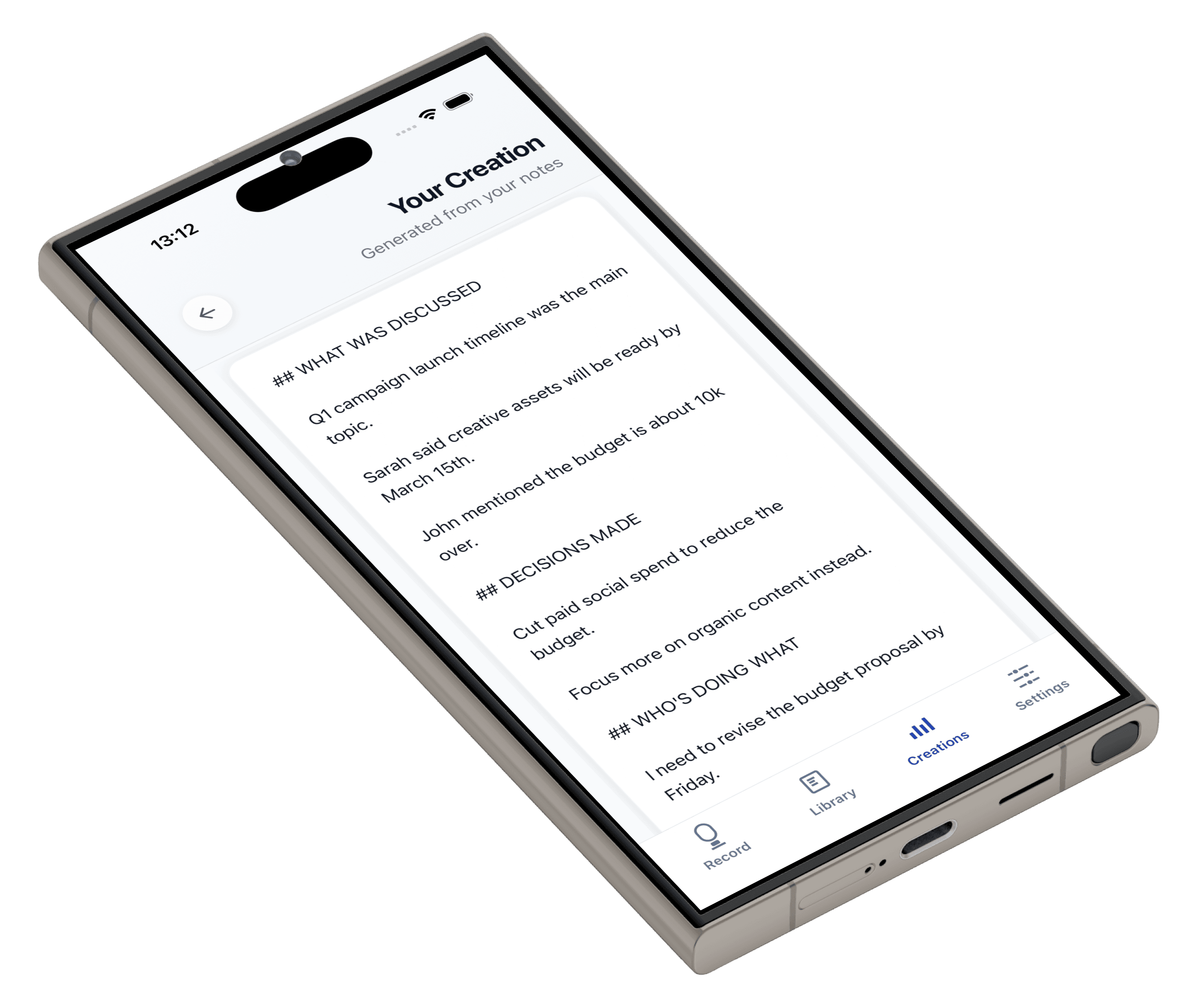Generate meeting summaries