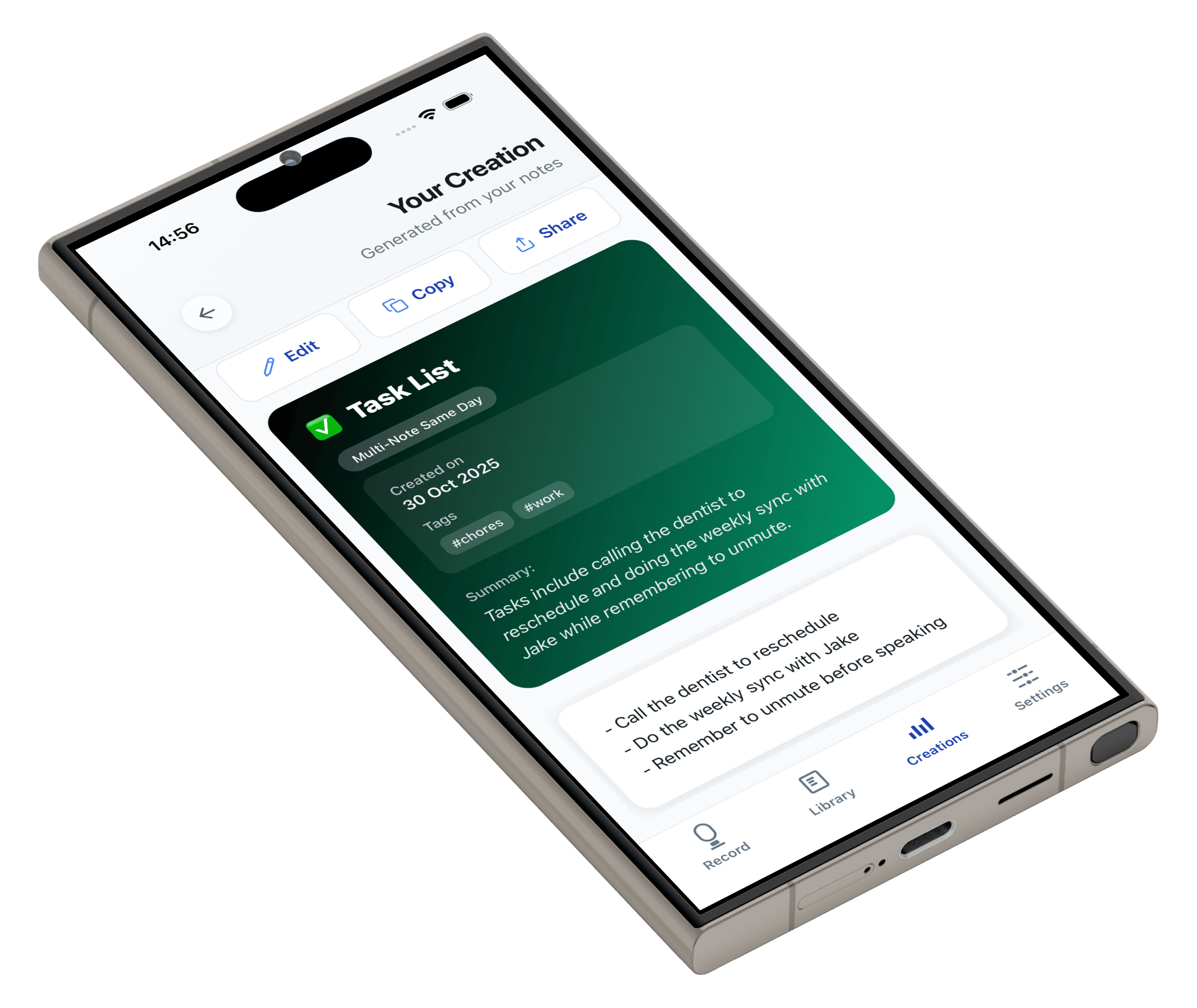 Turn notes into task lists